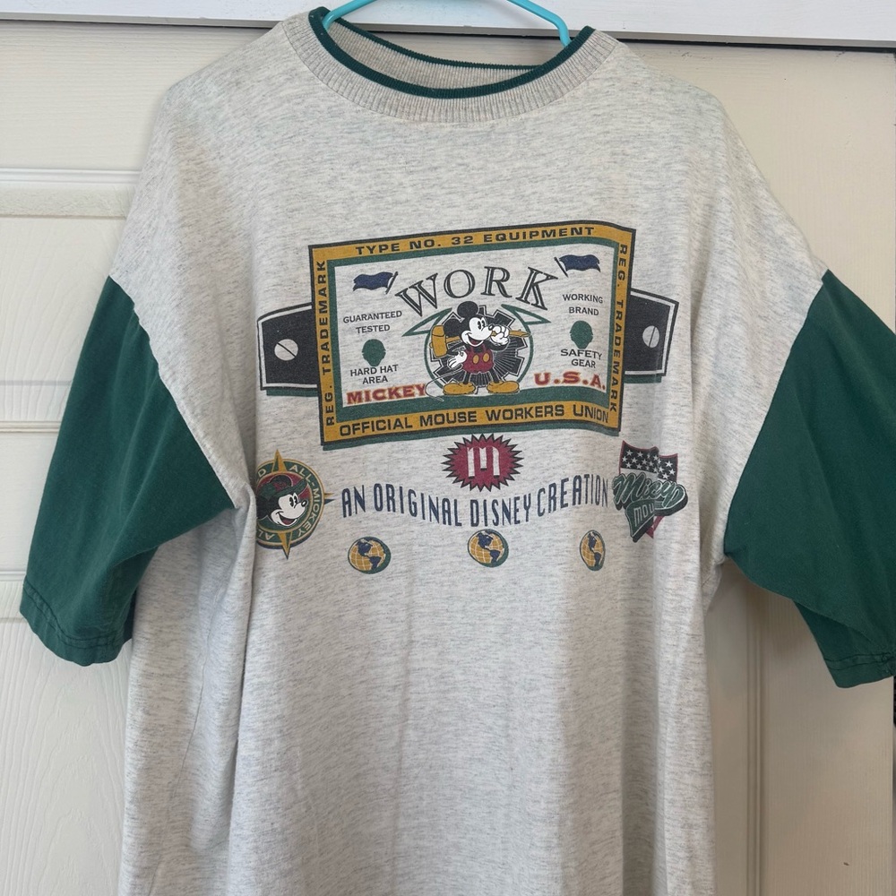 Vintage Disney Originals Mickey Mouse Cream and Green Tee